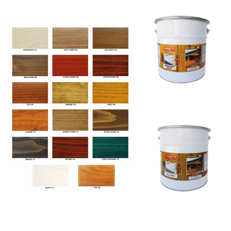 Impregnante cerato a solvente per legno da 2,5 litri + Flatting cerato a solvente satinato o lucido da 2,5 litri Impregnante cerato a solvente per legno da 2,5 litri + Flatting cerato a solvente satinato o lucido da 2,5 litri